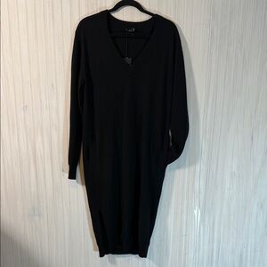 NWT JOSEPH MIDI V NECK CASHMERE DRESS LARGE